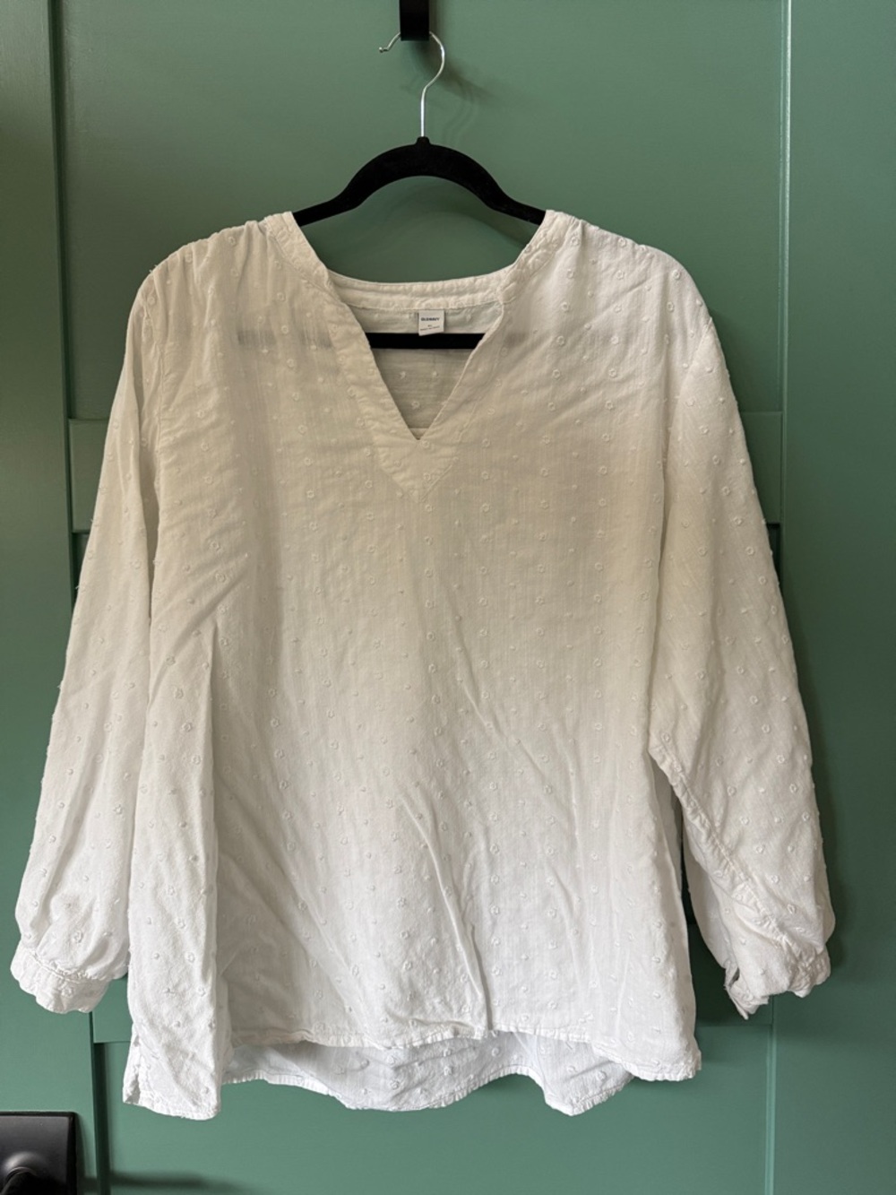 Old Navy White Eyelet V-Neck Tunic Top